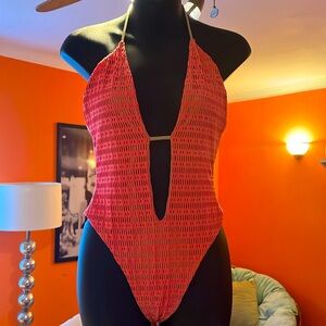 NWOT Luli Fama Plunge Reversible One Piece Swimsuit